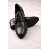 Women’s Black Leather Lace-Up Oxford Heels – Classic Block Heel Shoes - Oxford Heels