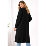 Women’s Black Longline Open Front Cardigan - Women’s Cardigan