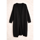Women’s Black Longline Open Front Cardigan - Women’s Cardigan