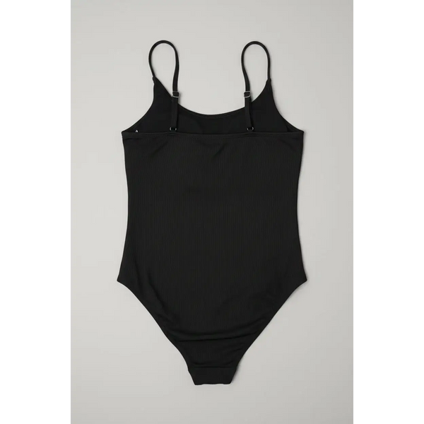 Women’s Black Ribbed One-Piece Swimsuit