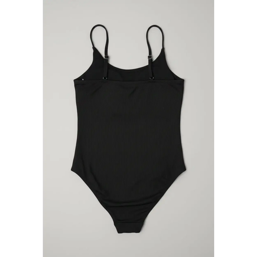 Women’s Black Ribbed One-Piece Swimsuit