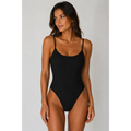 Women’s Black Ribbed One-Piece Swimsuit