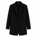 Women’s Black Tailored Coat – Classic Longline Blazer Jacket