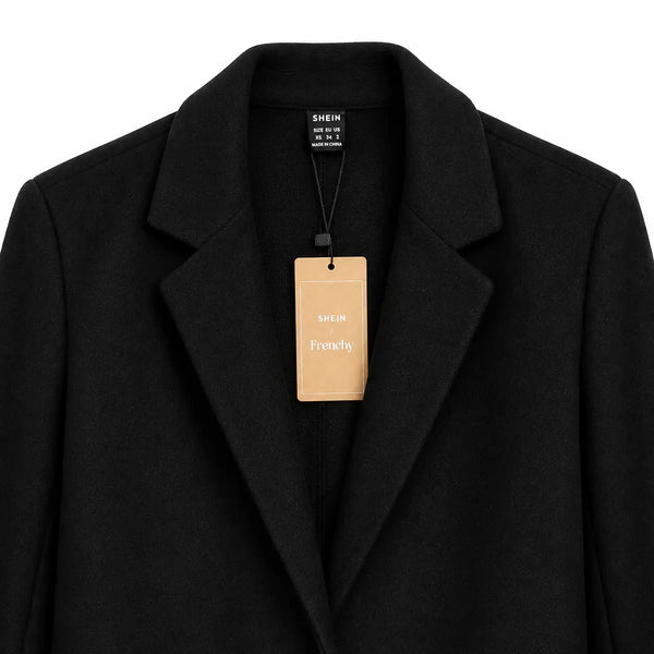 Women’s Black Tailored Coat – Classic Longline Blazer Jacket