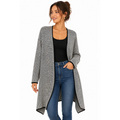 Women’s Black & White Oversized Knit Cardigan – Open Front Longline Sweater