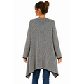 Women’s Black & White Oversized Knit Cardigan – Open Front Longline Sweater