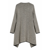 Women’s Black & White Oversized Knit Cardigan – Open Front Longline Sweater