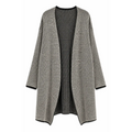 Women’s Black & White Oversized Knit Cardigan – Open Front Longline Sweater