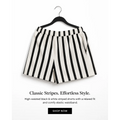 Women’s Black & White Striped High-Waisted Shorts – Elastic Waist Relaxed Fit - Women’s Shorts