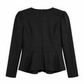 Women’s Black Wrap Peplum Blazer – Elegant V-Neck Tailored Jacket
