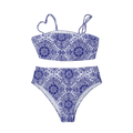 Women’s Blue Paisley High-Waist Bikini Set