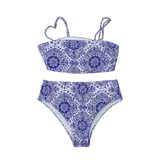 Women’s Blue Paisley High-Waist Bikini Set