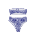 Women’s Blue Paisley High-Waist Bikini Set