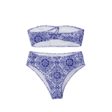 Women’s Blue Paisley High-Waist Bikini Set