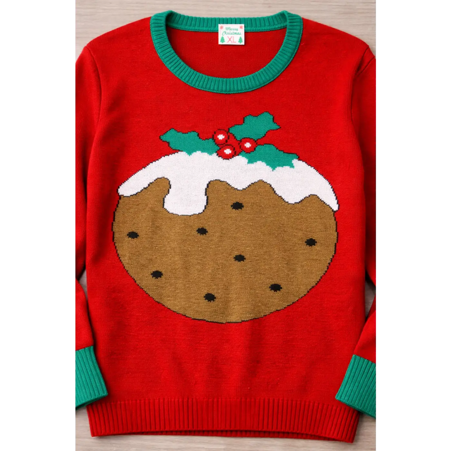 Women’s Christmas Pudding Sweater – Festive Holiday Knit Pullover