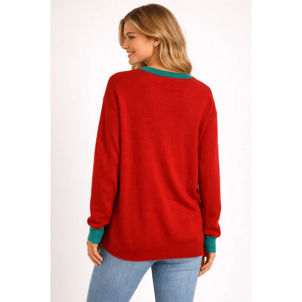 Women’s Christmas Pudding Sweater – Festive Holiday Knit Pullover