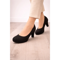 Women’s Classic Black Suede Pumps – Comfortable Mid Heel Elegant Work Shoes