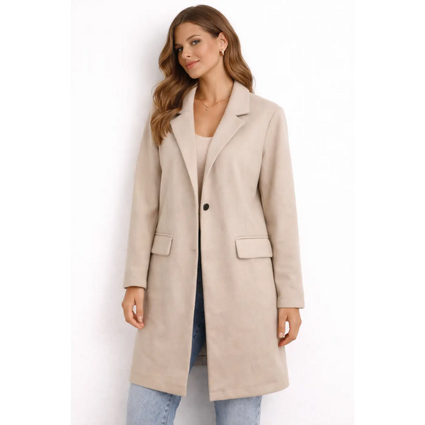 Women’s Classic Longline Blazer Coat – Elegant Casual Lapel Jacket - Coat / Outerwear