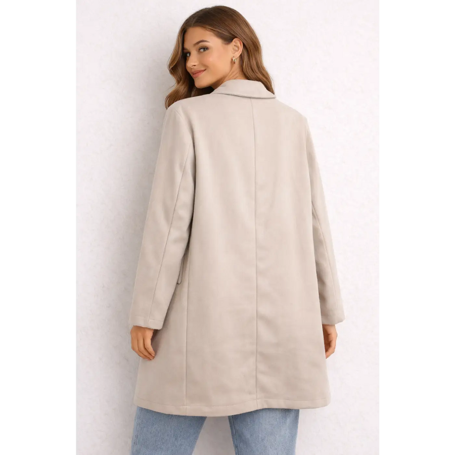 Women’s Classic Longline Blazer Coat – Elegant Casual Lapel Jacket - Coat / Outerwear