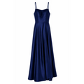 Women’s Elegant Navy Satin Maxi Dress – Sleeveless Evening Gown