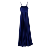 Women’s Elegant Navy Satin Maxi Dress – Sleeveless Evening Gown