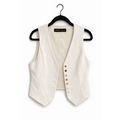 Women’s Elegant Textured Button Vest – Sleeveless Tailored Waistcoat - Vest / Waistcoat