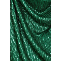 Women’s Emerald Green Sequin Sleeveless Top – Draped Neck Party Blouse - Top / Blouse