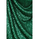 Women’s Emerald Green Sequin Sleeveless Top – Draped Neck Party Blouse - Top / Blouse