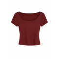 Women’s Fitted Scoop Neck Crop Top – Soft Stretch Everyday Tee - Top / T-Shirt