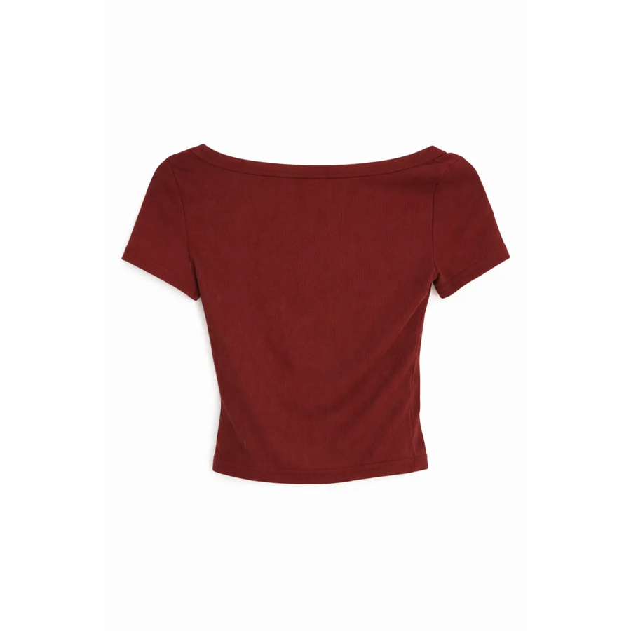 Women’s Fitted Scoop Neck Crop Top – Soft Stretch Everyday Tee - Top / T-Shirt