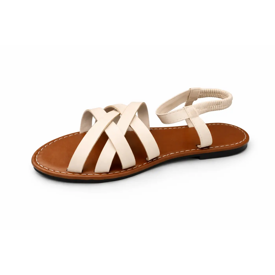 Women’s Flat Strap Sandals – Casual Summer Cross-Strap Comfort Sandals