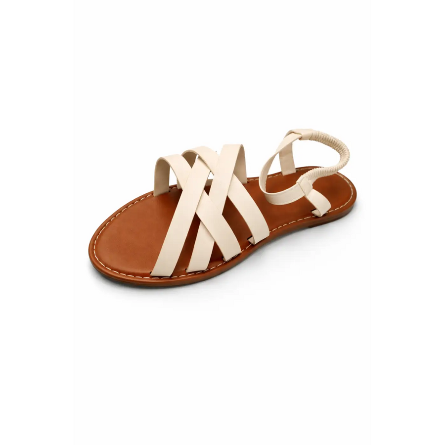 Women’s Flat Strap Sandals – Casual Summer Cross-Strap Comfort Sandals