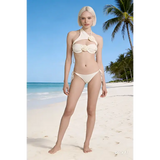 Women’s Floral Bandeau Bikini Set – Cream