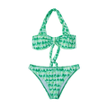 Women’s Green Tie-Dye Bandeau Halter Bikini Set