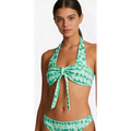 Women’s Green Tie-Dye Bandeau Halter Bikini Set
