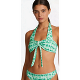 Women’s Green Tie-Dye Bandeau Halter Bikini Set