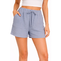 Women’s Lightweight Lounge Set – Button Shirt & Drawstring Shorts (Blue)