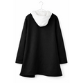 Women’s Longline Zip-Up Hoodie Jacket – Black & White Contrast - Hoodies & Sweatshirts