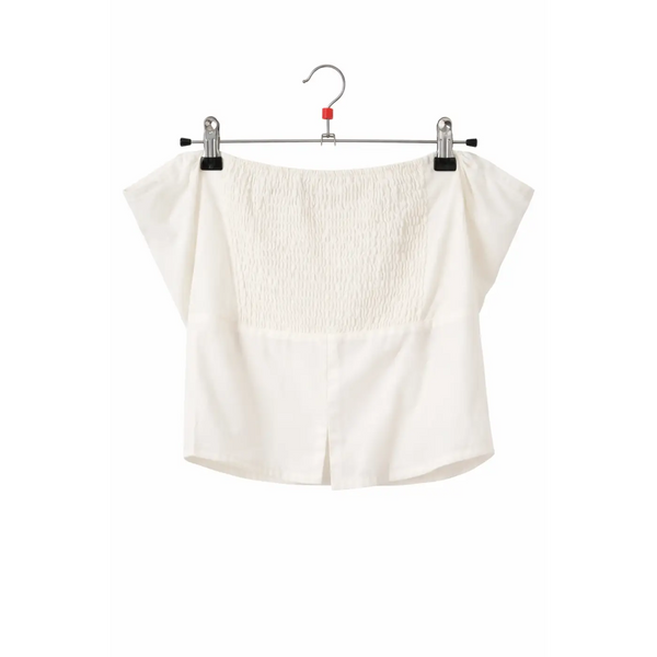 Women’s Off-Shoulder Smocked Top – Flowy Sleeve Summer Blouse - Top / Blouse