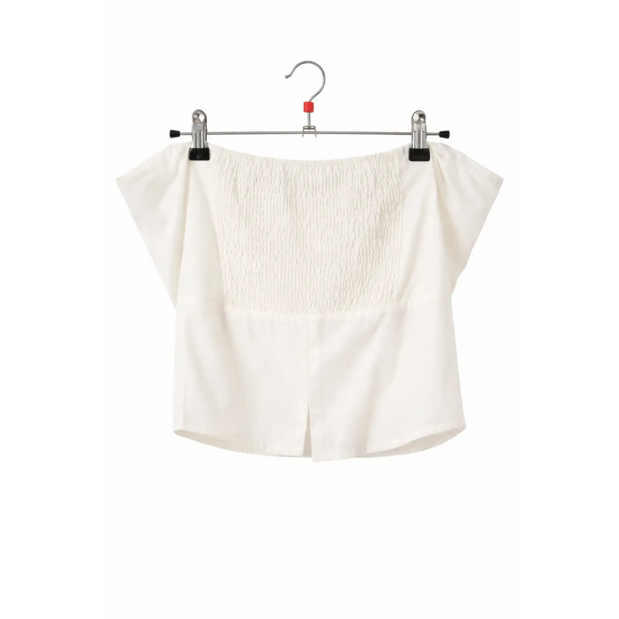 Women’s Off-Shoulder Smocked Top – Flowy Sleeve Summer Blouse - Top / Blouse