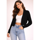 Women’s Ribbed Knit Cropped Cardigan – Open Front Lightweight Sweater