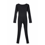 Women’s Ribbed Long Sleeve Bodycon Jumpsuit – Black - Jumpsuits & Rompers