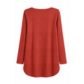 Women’s Ribbed Long Sleeve Tunic Top – Casual Scoop Neck High-Low Hem Shirt