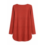 Women’s Ribbed Long Sleeve Tunic Top – Casual Scoop Neck High-Low Hem Shirt