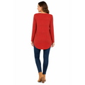 Women’s Ribbed Long Sleeve Tunic Top – Casual Scoop Neck High-Low Hem Shirt