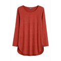 Women’s Ribbed Long Sleeve Tunic Top – Casual Scoop Neck High-Low Hem Shirt