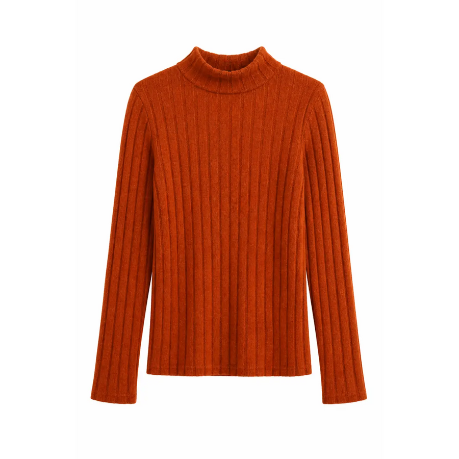 Women’s Ribbed Mock Neck Sweater – Slim Fit Long Sleeve Knit Top
