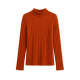 Women’s Ribbed Mock Neck Sweater – Slim Fit Long Sleeve Knit Top