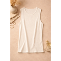 Women’s Ribbed Tank Top – Soft Stretch Sleeveless Basic Top (White) - Tops