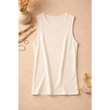 Women’s Ribbed Tank Top – Soft Stretch Sleeveless Basic Top (White) - Tops